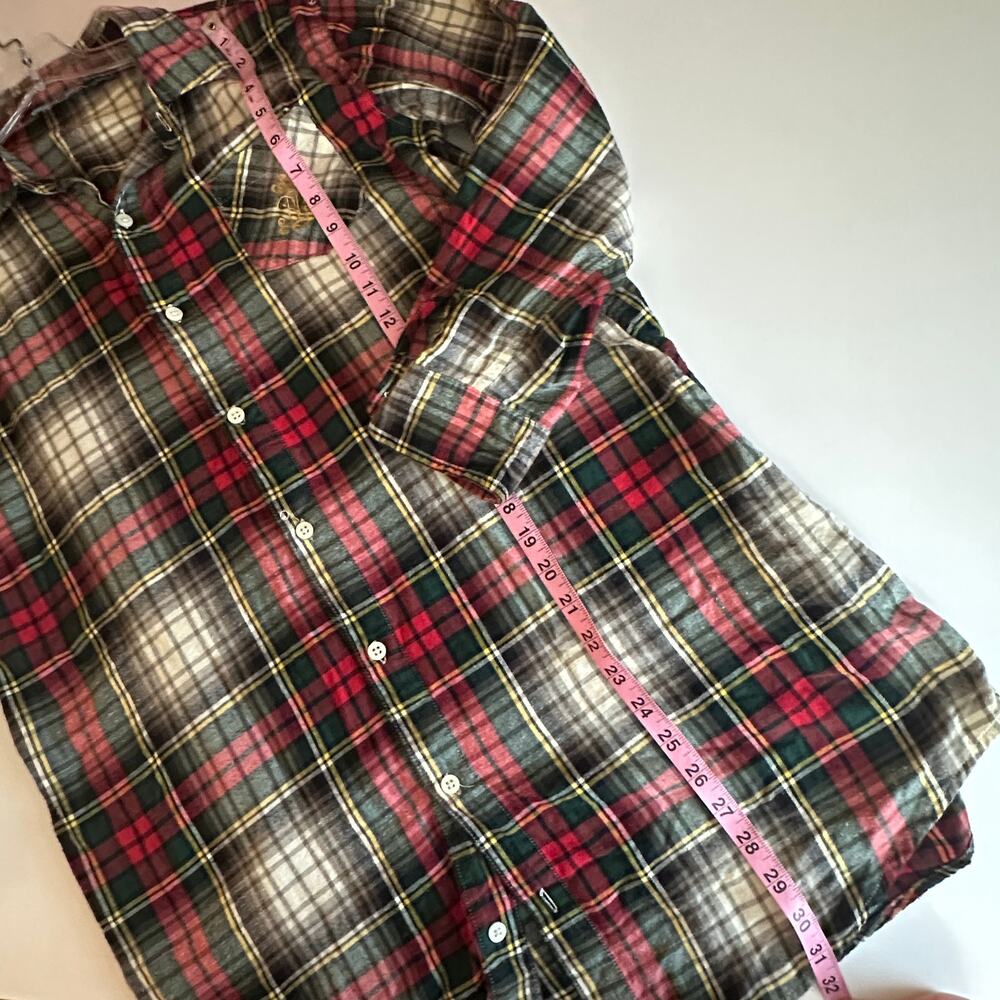 Ralph Lauren Plaid Flannel Nightshirt Womens Medium Green Red Tartan Sleep Shirt - Picture 8 of 8